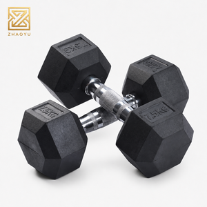 ZY Wholesale Rubber Hex Dumbbell Set with Knurled Chrome Handle Free Weight