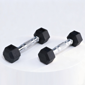 Wholesale Custom Logo Unisex Gym Metal Rubber Covered Hex Head Dumbbell