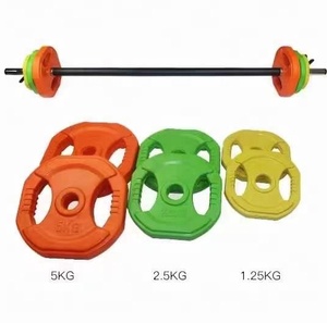 Gym Equipment 20KG Body Training Barbell Set Color Rubber Weightlifting Pump Weight Plate