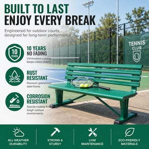 Modern Outdoor Patio Bench Long Chair with Square Seat and Aluminum Alloy Backrest