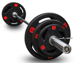 Factory 3 Holes Black Rubber Coated Weight Plate / Gym Lifting Rubber Weight Plates